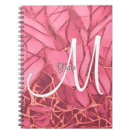 Mooie magenta bloem tot monogram Notitieboek