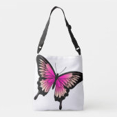 Mooie magenta Butterfly Cross Body Canvas tas (Achterkant)