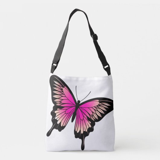 Mooie magenta Butterfly Cross Body Canvas tas (Achterkant)