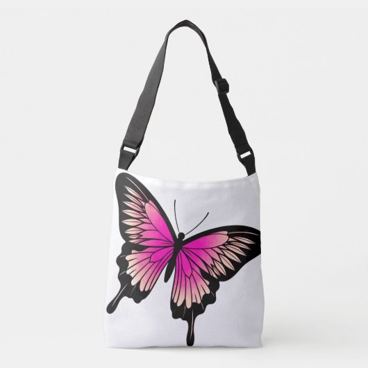 Mooie magenta Butterfly Cross Body Canvas tas (Voorkant)