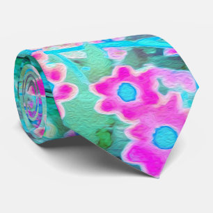 Mooie Magenta en Koninklijk Blauwe Tuinbloemen Stropdas