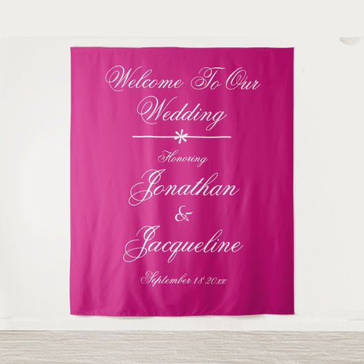 Mooie Magenta Foto Prop Huwelijks Achtergrond Wandkleed (Voorkant)