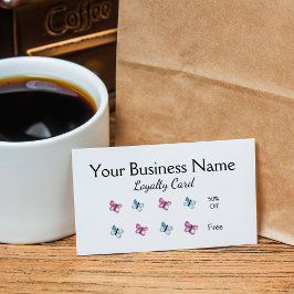 Mooie Magenta Roze en Blauwe Vlinder Loyaliteit Klantenkaartje