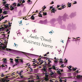 Mooie magenta roze en blauwe vlinderplein visitekaartje