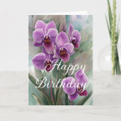 Mooie Magenta Roze Winter Orchids Verjaardag Kaart (Voorkant)