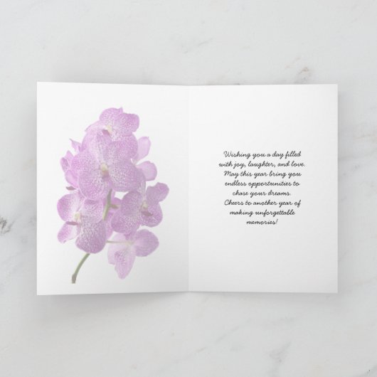 Mooie Magenta Roze Winter Orchids Verjaardag Kaart (Binnen)