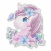 Mooie & Magische Baby Eenhoorn met Grote Ogen Sticker (Voorkant)