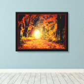 Mooie Magische Herfstbos Canvas Afdruk (Insitu (Houten vloer))