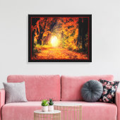 Mooie Magische Herfstbos Canvas Afdruk (Insitu (Woonkamer))