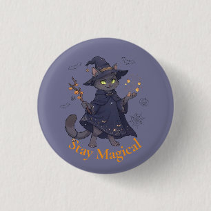Mooie Magische Kat Halloween Speld Ronde Button 3,2 Cm