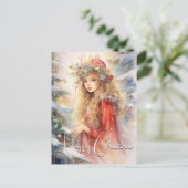 Mooie magische kerst fee feestdagenkaart (Staand voorkant)