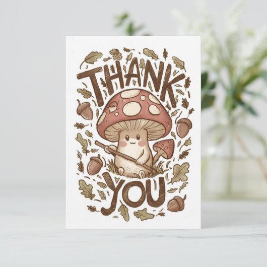 Mooie magische paddestoel dank je kaart (Staand voorkant)