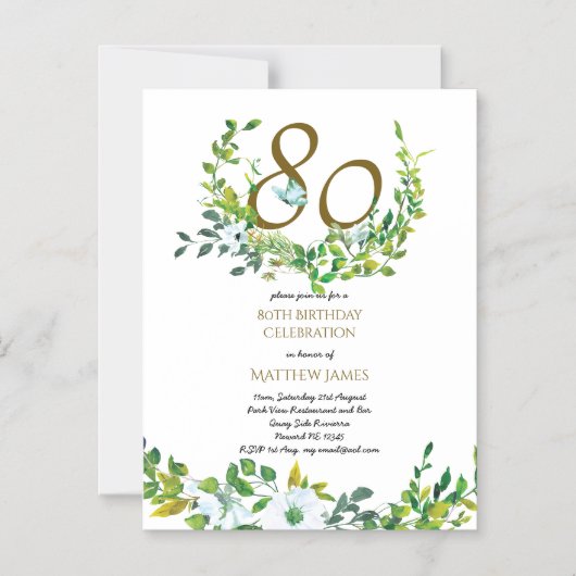 Mooie magnetische 80ste verjaardagsuitnodigingen m magnetische uitnodiging (Voorkant)