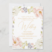 Mooie Magnolia Bloem Lente Monogram Huwelijk Kaart (Voorkant)