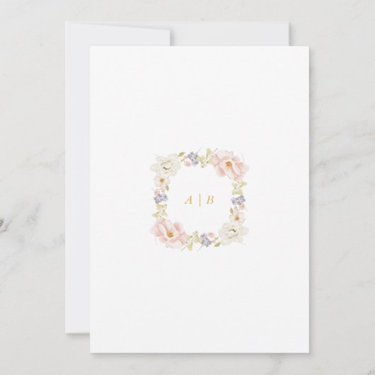 Mooie Magnolia Bloem Lente Monogram Huwelijk Kaart (Achterkant)