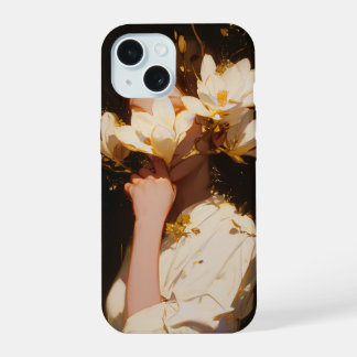 Mooie Magnolia Bloemen En Vrouw iPhone 15 Case