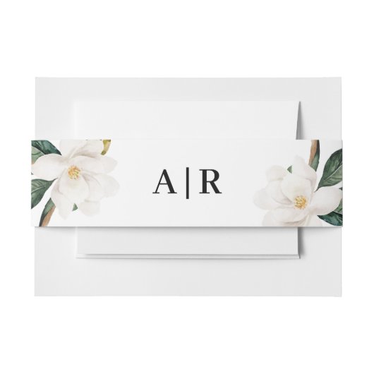 Mooie Magnolia bloemenbuikband Uitnodigingen Wikkel (Voorkant Voorbeeld)