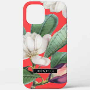 Mooie Magnolia Bloesems met Botanische Naam Case-Mate iPhone Case