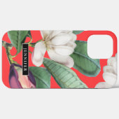 Mooie Magnolia Bloesems met Botanische Naam Case-Mate iPhone Case (Achterkant (horizontaal))