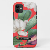 Mooie Magnolia Bloesems met Botanische Naam Case-Mate iPhone Case (Achterkant)