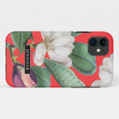 Mooie Magnolia Bloesems met Botanische Naam Case-Mate iPhone Case (Achterkant (horizontaal))