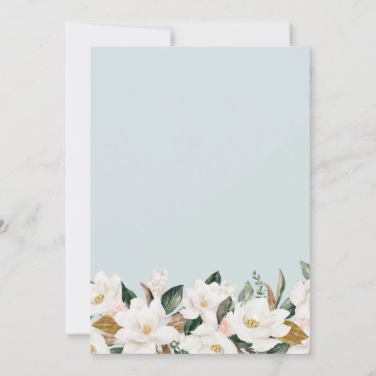 Mooie magnolia waterverf bloemenbruiloft kaart (Achterkant)