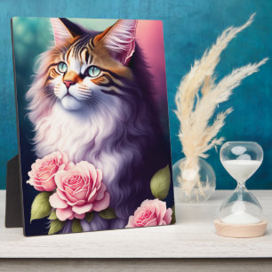 Mooie Maine Coon & Bloemen Tafelstuk Fotoplaat