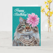 Mooie Maine Coon Cat. Je ziet er Meowvalous uit! Kaart (Gele Bloem)