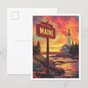 Mooie Maine USA  Illustratie Reizen Briefkaart