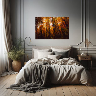 Mooie Majestueuze Bomen In Herfstbos Poster