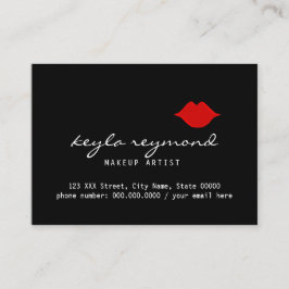 mooie make-up van een artiest rode lippen donker visitekaartje