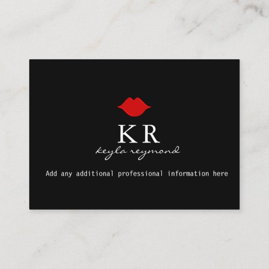 mooie make-up van een artiest rode lippen donker visitekaartje (Achterkant)