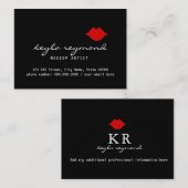 mooie make-up van een artiest rode lippen donker visitekaartje (Voorkant / Achterkant)