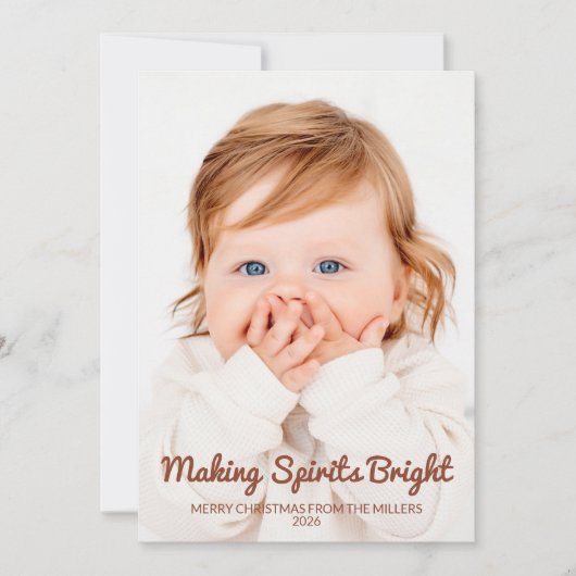 Mooie 'Making Spirits Bright' 2 Foto Kerstkaart (Voorkant)