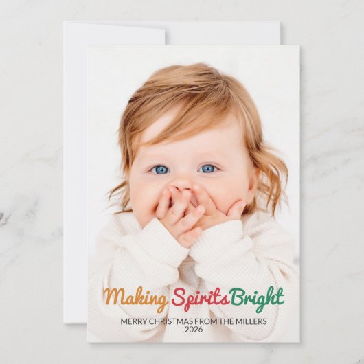 Mooie 'Making Spirits Bright' 2 Foto Kerstkaart (Voorkant)