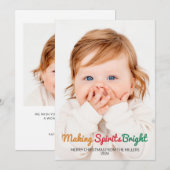 Mooie 'Making Spirits Bright' 2 Foto Kerstkaart (Voorkant / Achterkant)
