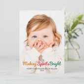 Mooie 'Making Spirits Bright' 2 Foto Kerstkaart (Staand voorkant)
