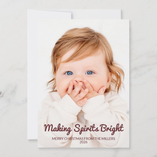 Mooie 'Making Spirits Bright' 2 Foto Kerstkaart (Voorkant)