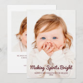 Mooie 'Making Spirits Bright' 2 Foto Kerstkaart (Voorkant / Achterkant)