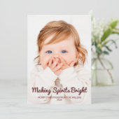 Mooie 'Making Spirits Bright' 2 Foto Kerstkaart (Staand voorkant)
