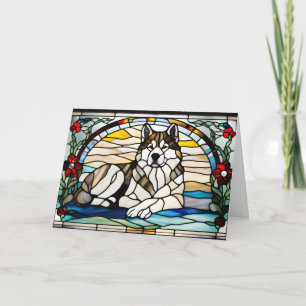 Mooie Malamute Glas-in-Lood Kaart
