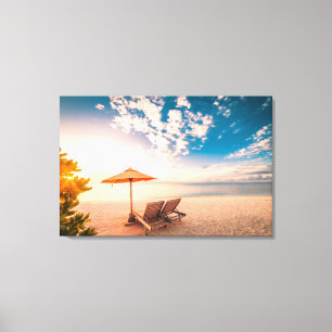 Mooie Maldiven Beach Sunset Canvas Afdruk