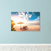 Mooie Maldiven Beach Sunset Canvas Afdruk (Insitu (Houten vloer))