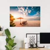 Mooie Maldiven Beach Sunset Poster (Thuiskantoor)