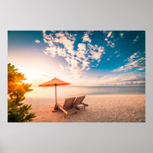 Mooie Maldiven Beach Sunset Poster (Voorkant)