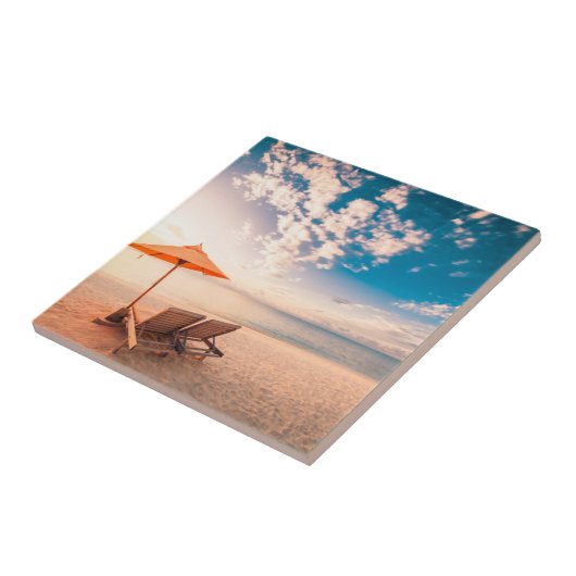 Mooie Maldiven Beach Sunset Tegeltje (Zijkant)