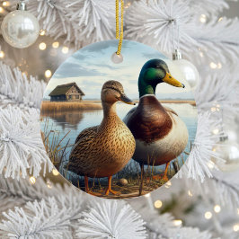 Mooie Mallard Eenden Aandenken Keramisch Ornament
