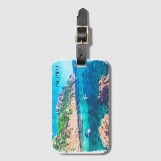 Mooie Mallorca Waterverf Spanje Bagagelabel (Voorkant (verticaal))