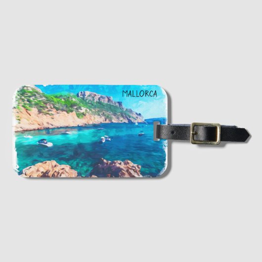 Mooie Mallorca Waterverf Spanje Bagagelabel (Voorkant (horizontaal))