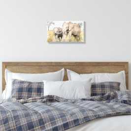 Mooie mama en Baby olifant Canvas Afdruk